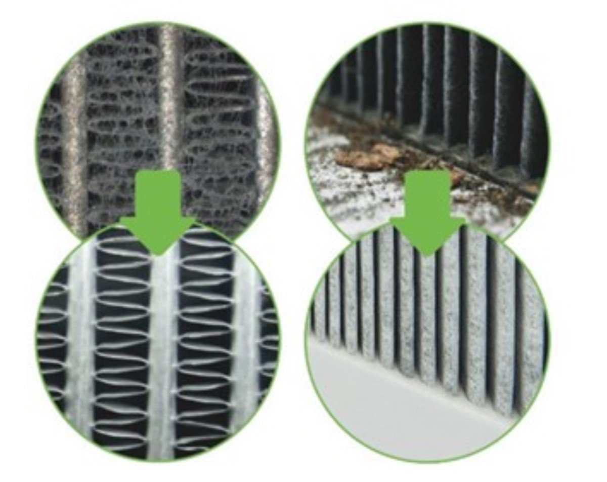 Vorher Nachher Verdampfer und Pollenfilter